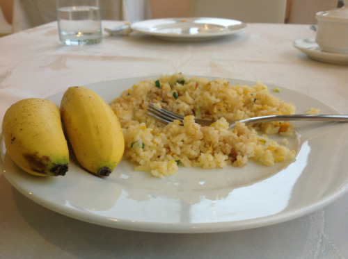 Banana and rice for breakfast!